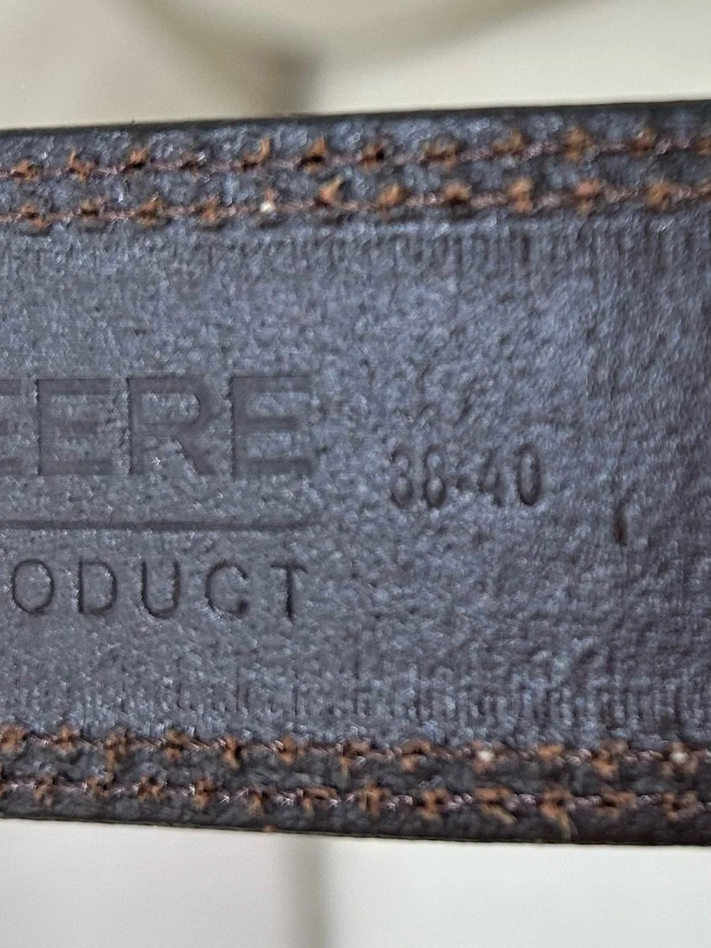 John Deere Men’s Brown Embossed Leather Belt Silver Buckle Size 38-40 Western